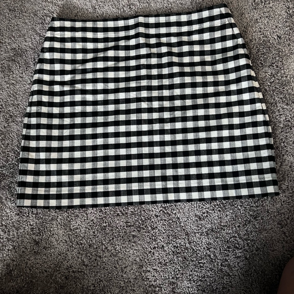 LOFT Gingham Black and White A-Line Mini Skirt Casual